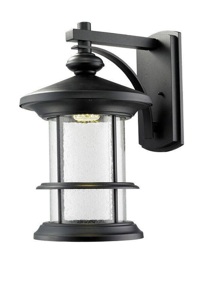 LED Black with Clear Seedy Glass Caged Outdoor Wall Light - LV LIGHTING