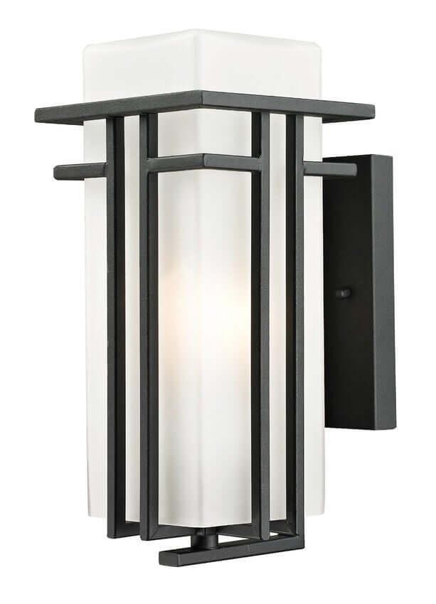 Aluminum with Matte Opal Glass Shade Caged Outdoor Wall Light - LV LIGHTING