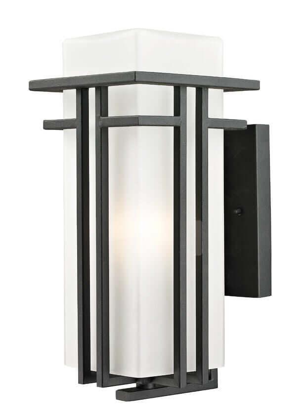 Aluminum with Matte Opal Glass Shade Caged Outdoor Wall Light - LV LIGHTING