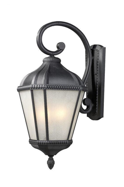 Black with White Seedy Glass Outdoor Wall Light - LV LIGHTING