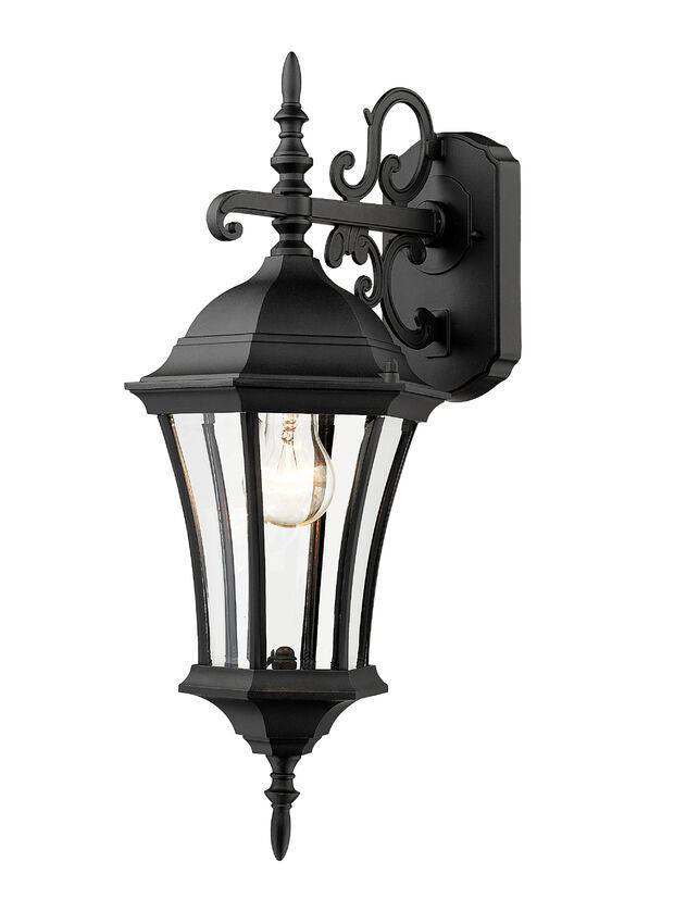 Aluminum Black with Clear Glass Traditional Outdoor Wall Light - LV LIGHTING