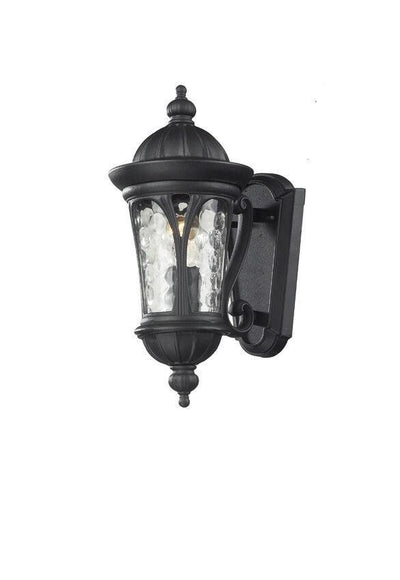 Black Aluminum with Water Glass Shade Outdoor Wall Light - LV LIGHTING