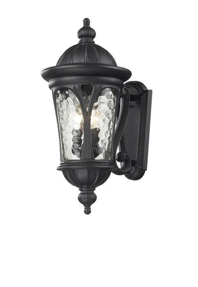 Black Aluminum with Water Glass Shade Outdoor Wall Light - LV LIGHTING