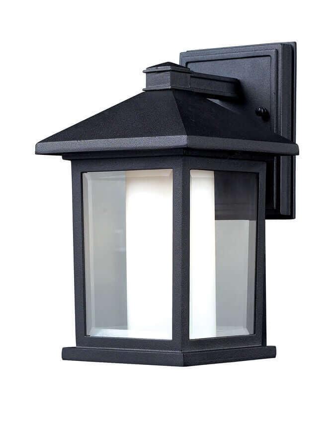 Aluminum Black with Clear and Matte Opal Glass Shade Outdoor Wall Light - LV LIGHTING