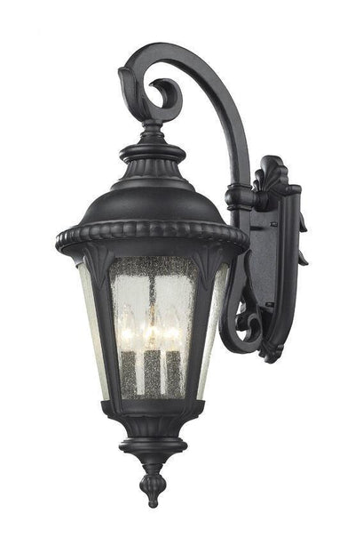Black Aluminum with Clear Seedy Glass Shade Outdoor Wall Light - LV LIGHTING