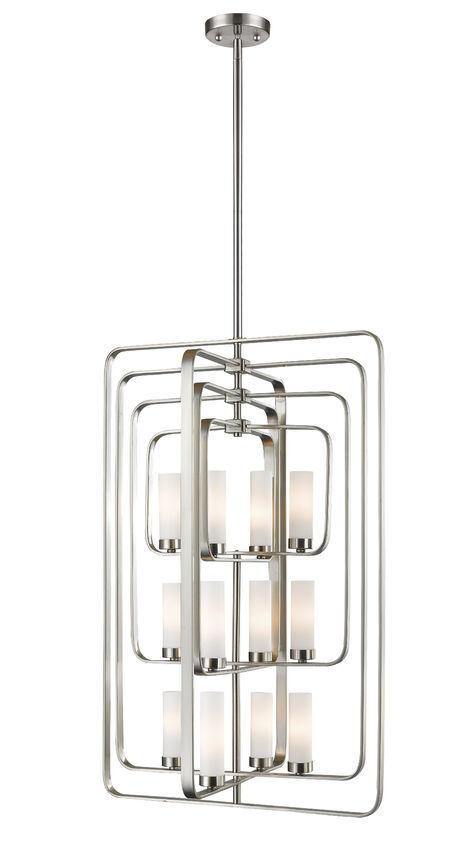 Steel with Rectangular and Square Shapes and Matte Opal Glass Shade Pendant - LV LIGHTING