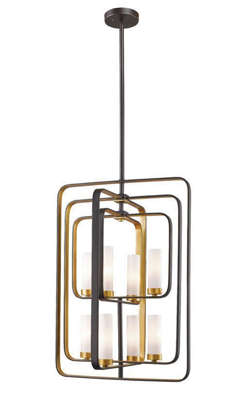 Steel with Rectangular and Square Shapes and Matte Opal Glass Shade Pendant - LV LIGHTING