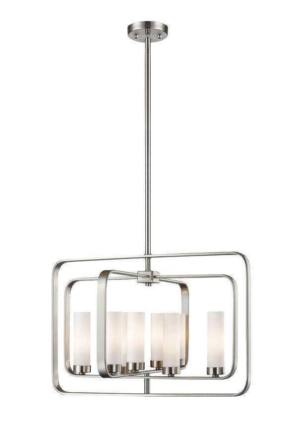 Steel with Rectangular and Square Shapes and Matte Opal Glass Shade Pendant - LV LIGHTING