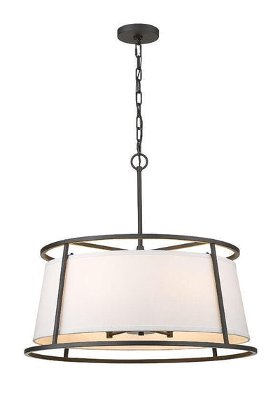 Steel Frame with White Fabric Shade Pendant - LV LIGHTING