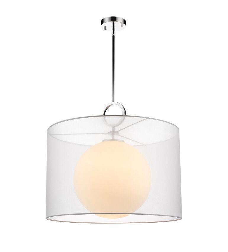 Steel with Globe and Fabric Shade Pendant - LV LIGHTING