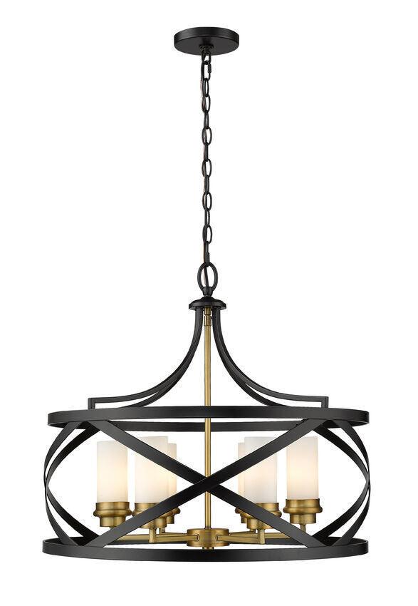 Matte Black with White Glass Shade Pendant - LV LIGHTING