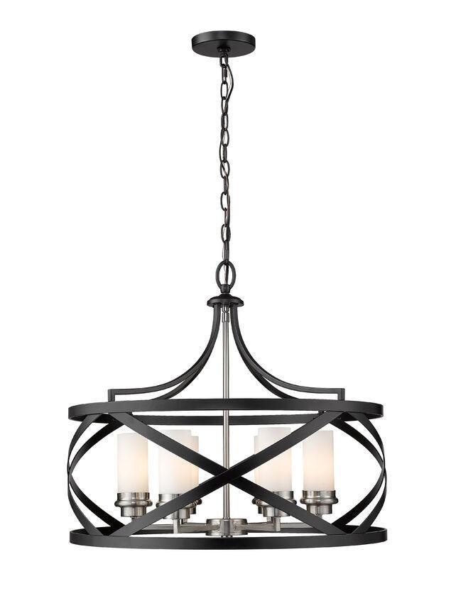 Matte Black with White Glass Shade Pendant - LV LIGHTING