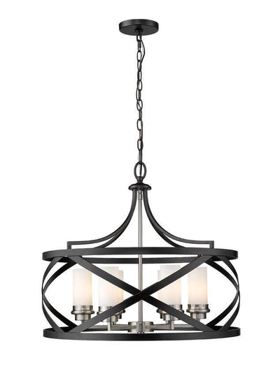 Matte Black with White Glass Shade Pendant - LV LIGHTING