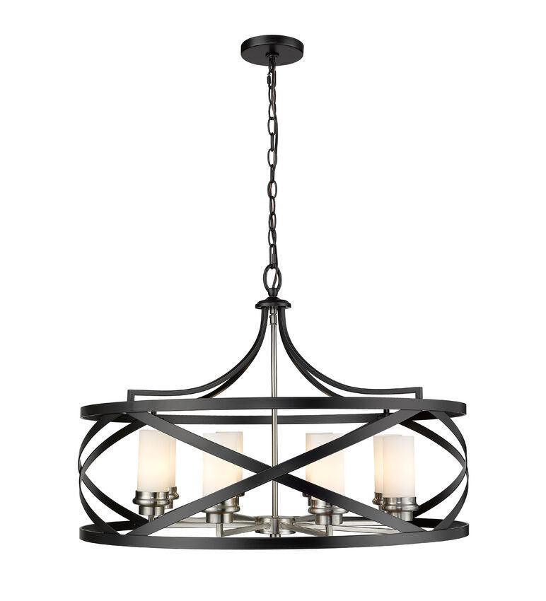 Matte Black with White Glass Shade Pendant - LV LIGHTING