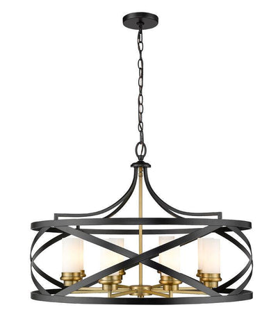 Matte Black with White Glass Shade Pendant - LV LIGHTING