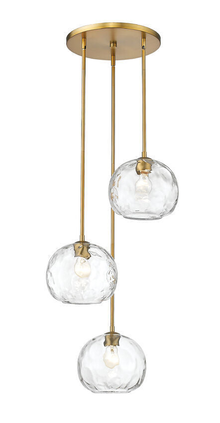 Steel with Clear Water Glass Shade Multiple Light Pendant - LV LIGHTING