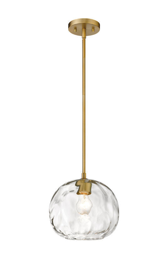 Steel with Water Glass Shade Single Light Pendant - LV LIGHTING