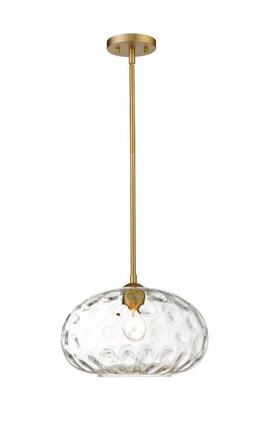 Steel with Water Glass Shade Single Light Pendant - LV LIGHTING