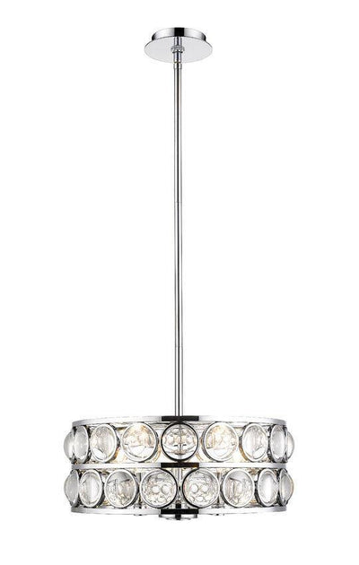Chrome with Clear Crystal Round Pendant - LV LIGHTING
