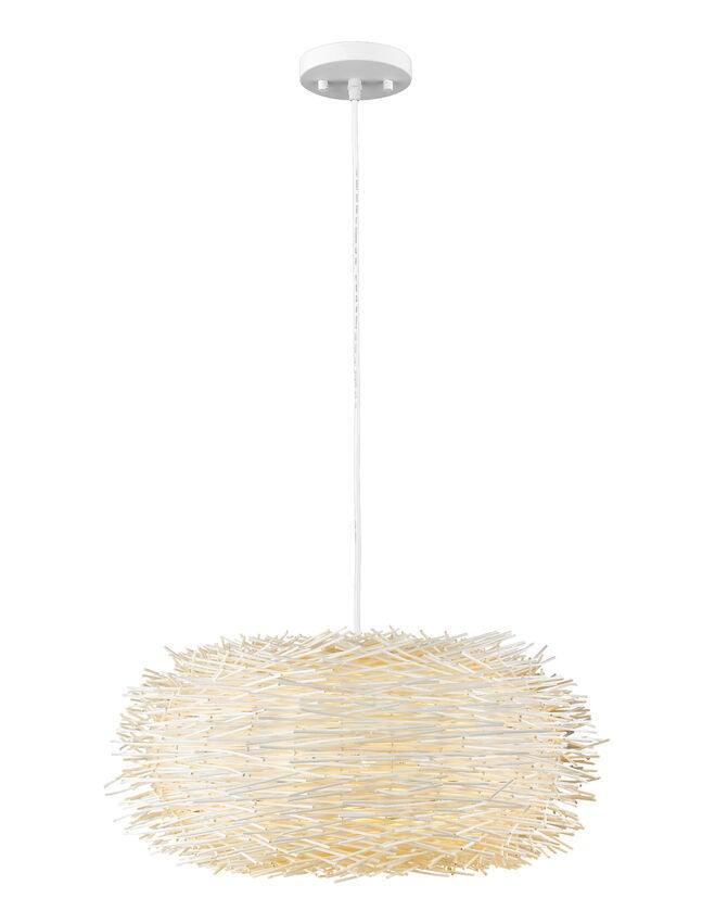 Steel with Willow Wood Shade Pendant - LV LIGHTING