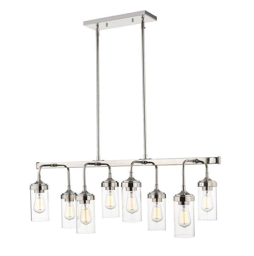 Steel with Cylindrical Clear Glass Shade Industrial Style Linear Pendant - LV LIGHTING