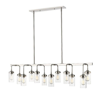 Steel with Cylindrical Clear Glass Shade Industrial Style Linear Pendant - LV LIGHTING