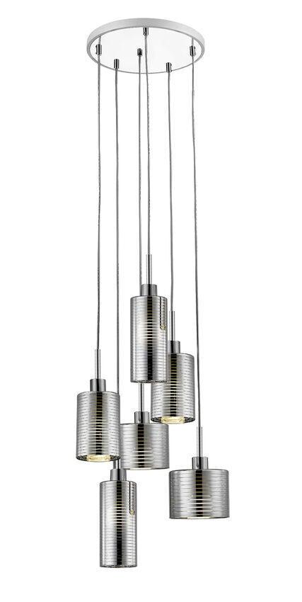 Chrome with Glass Shade Multiple Light Pendant - LV LIGHTING