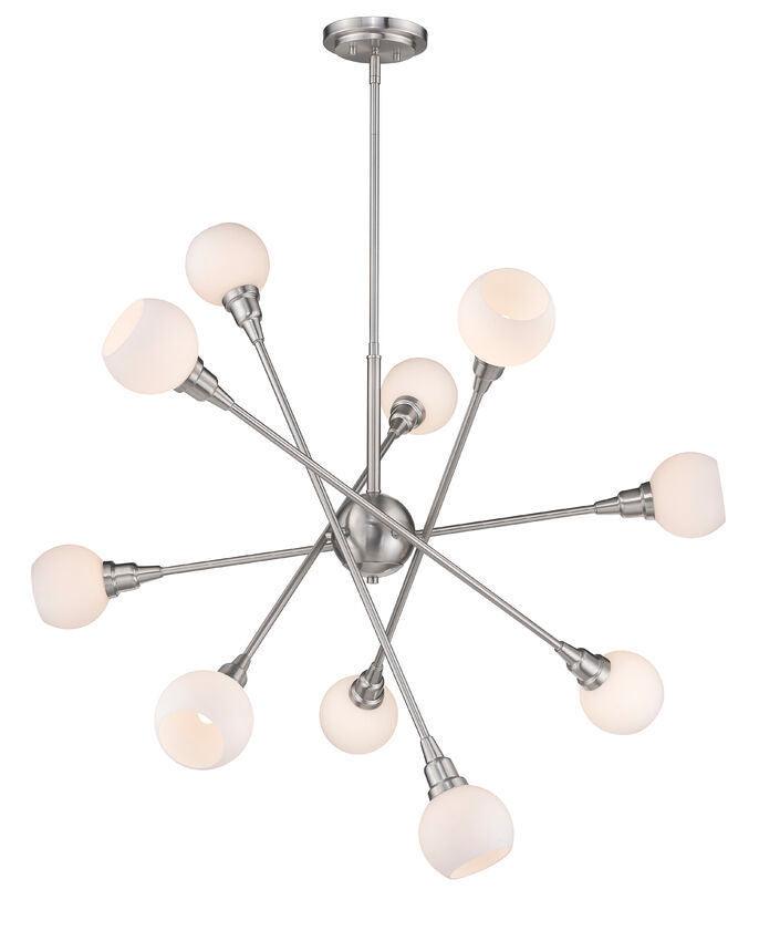 Brushed Nickel with Matte Opal Glass Shade Multiple Light Chandelier - LV LIGHTING