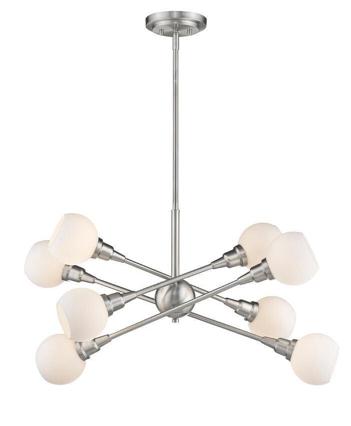 Brushed Nickel with Matte Opal Glass Shade Multiple Light Chandelier - LV LIGHTING