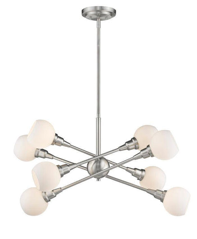 Brushed Nickel with Matte Opal Glass Shade Multiple Light Chandelier - LV LIGHTING