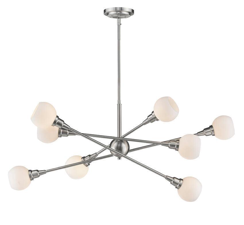 Brushed Nickel with Matte Opal Glass Shade Multiple Light Chandelier - LV LIGHTING