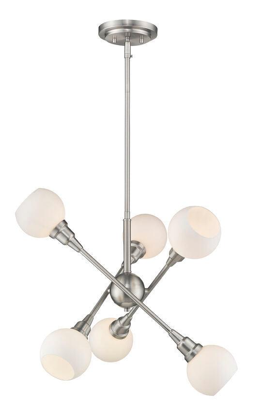 Brushed Nickel with Matte Opal Glass Shade Multiple Light Chandelier - LV LIGHTING