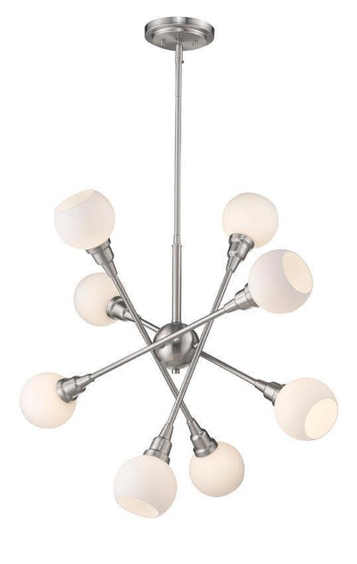 Brushed Nickel with Matte Opal Glass Shade Multiple Light Chandelier - LV LIGHTING