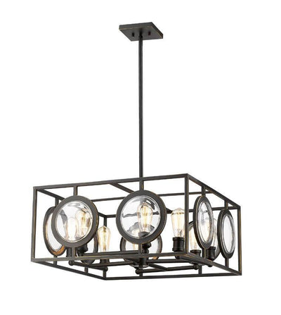 Steel with Porthole Glass Panels Pendant - LV LIGHTING