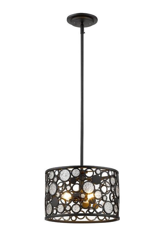 Steel with Ice Glass Shade Round Pendant - LV LIGHTING