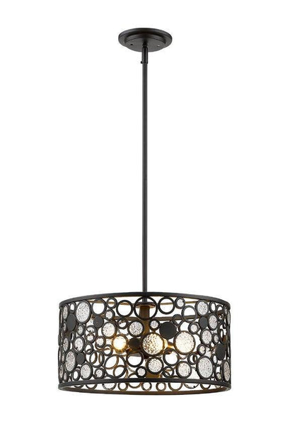 Steel with Ice Glass Shade Round Pendant - LV LIGHTING