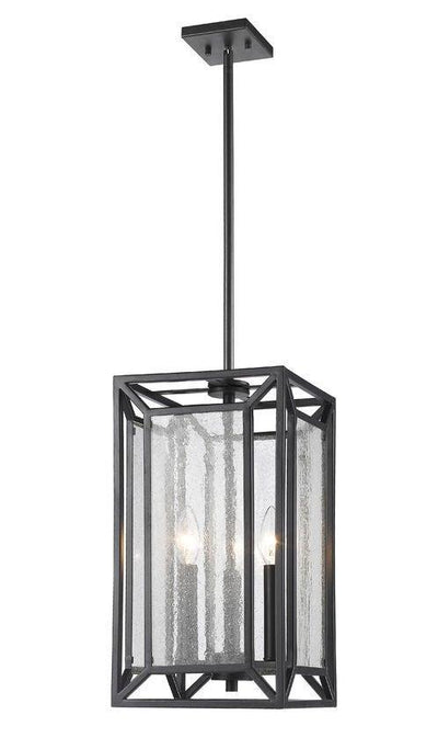 Bronze with Clear Seedy Glass Shade Caged Pendant - LV LIGHTING
