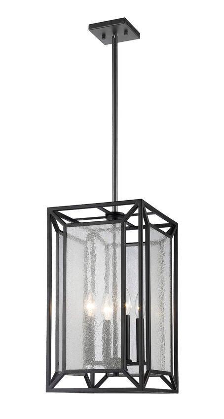 Bronze with Clear Seedy Glass Shade Caged Pendant - LV LIGHTING