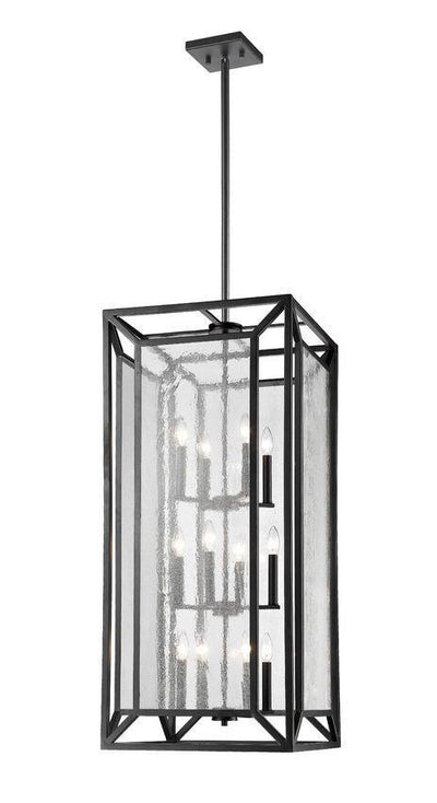 Bronze with Clear Seedy Glass Shade Caged Pendant - LV LIGHTING