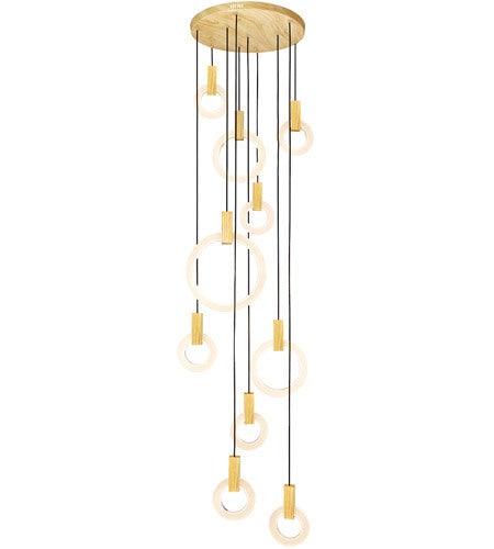 LED White Oak Multiple Light Pendant - LV LIGHTING
