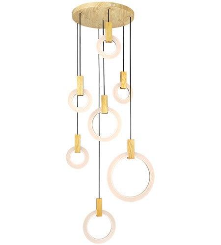 LED White Oak Multiple Light Pendant - LV LIGHTING