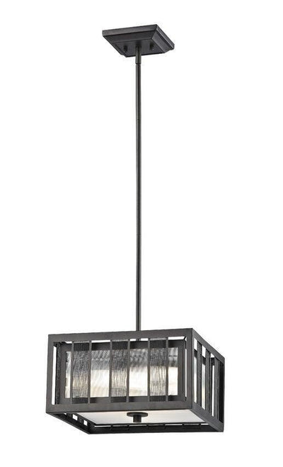 Bronze with Clear Reeded Glass Shade Pendant - LV LIGHTING