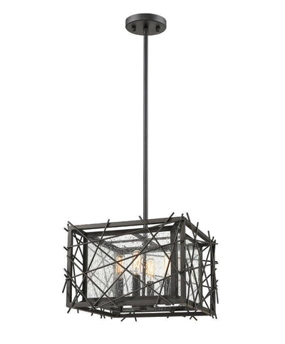 Bronze with Clear Water Droplet Shade Multiple Light Pendant - LV LIGHTING