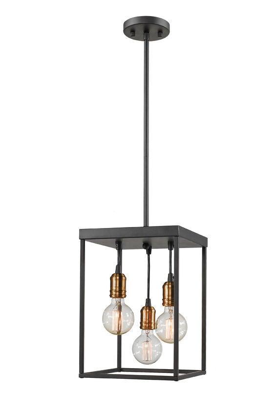 Bronze with Caged Multiple Light Pendant - LV LIGHTING