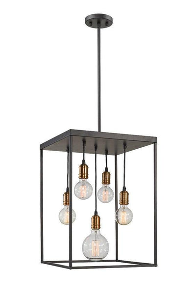 Bronze with Caged Multiple Light Pendant - LV LIGHTING