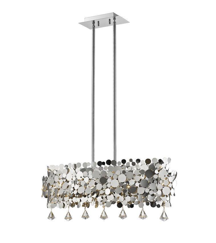 Chrome with Spheres and Crystal Linear Pendant - LV LIGHTING