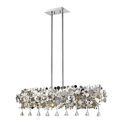 Chrome with Spheres and Crystal Linear Pendant - LV LIGHTING