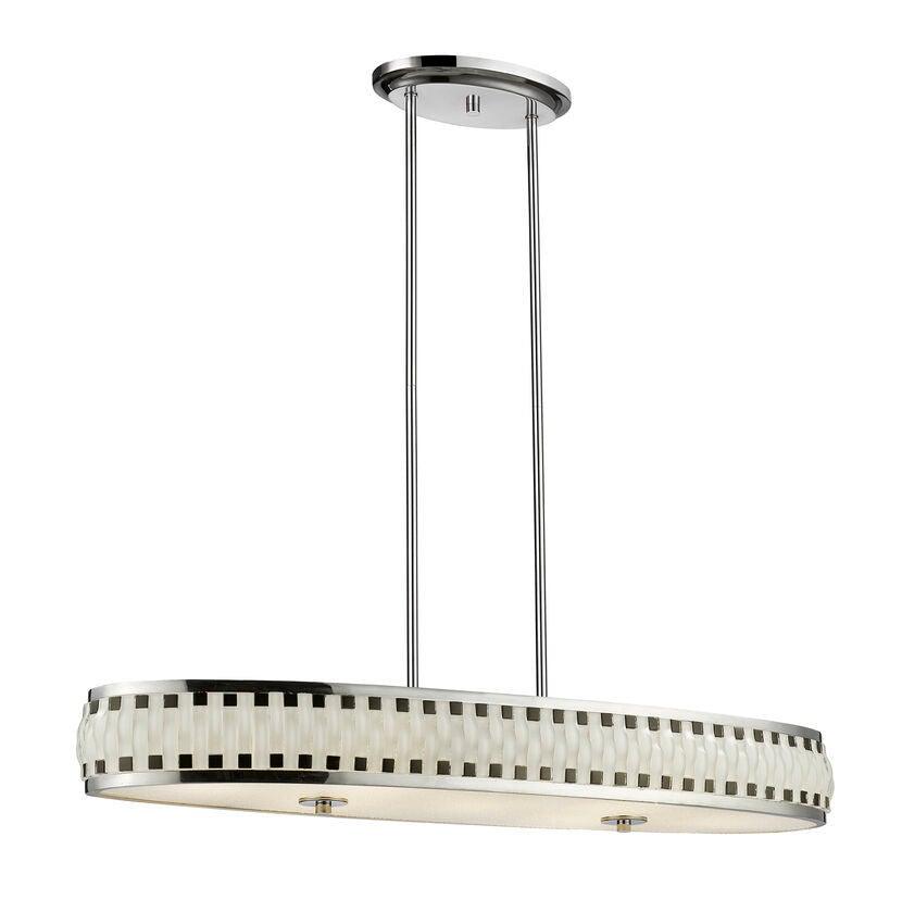 LED Chrome with Black and White Shade Linear Pendant - LV LIGHTING