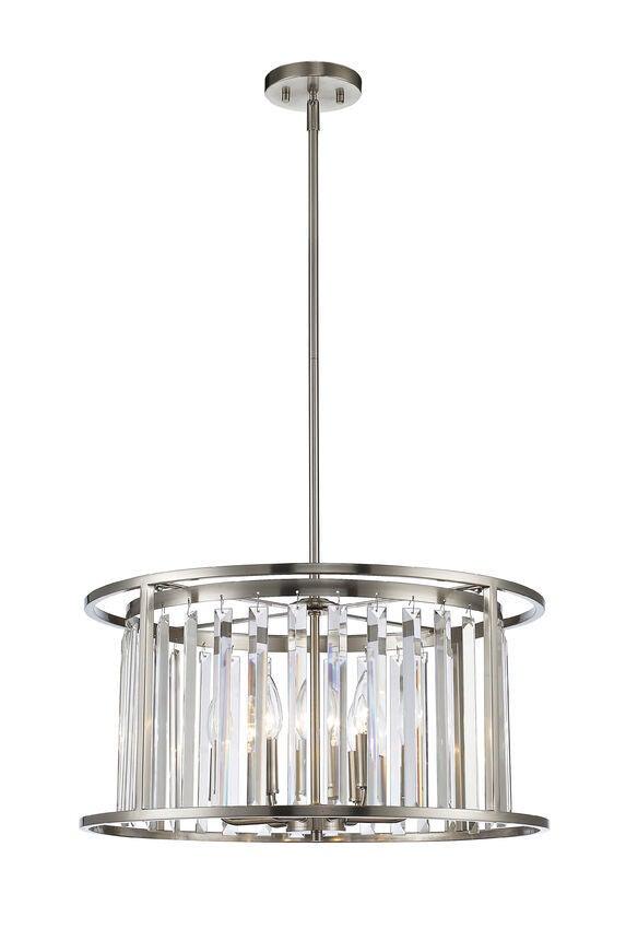 Brushed Nickel with Crystal Round Pendant - LV LIGHTING