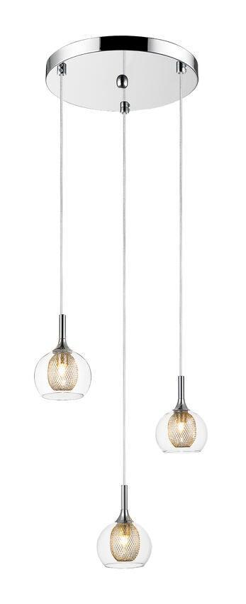 Chrome with Clear and Mesh Shade Pendant - LV LIGHTING